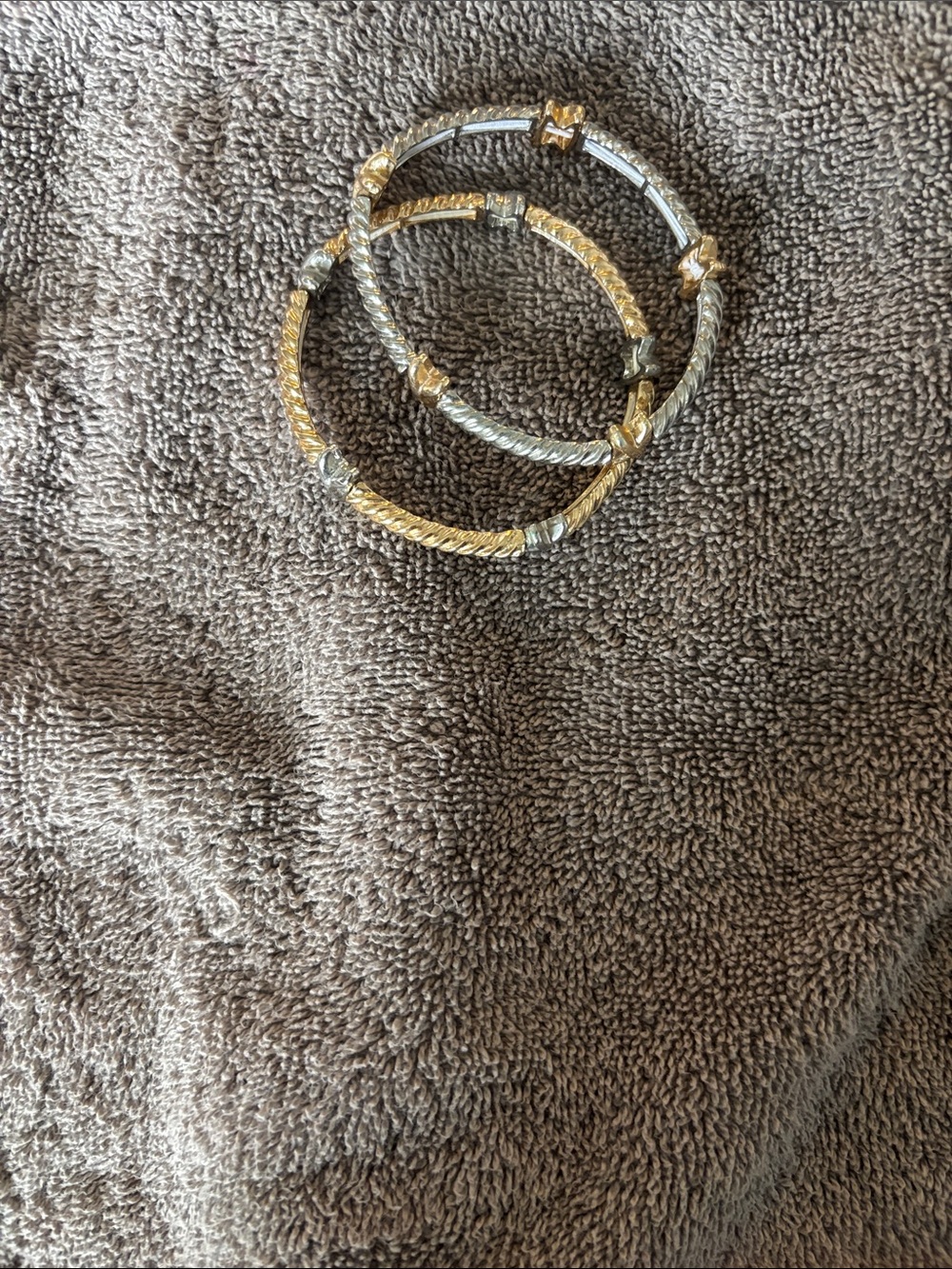 Two-Tone Women’s Rope Cable Bangle Bracelets - Gold & Silver